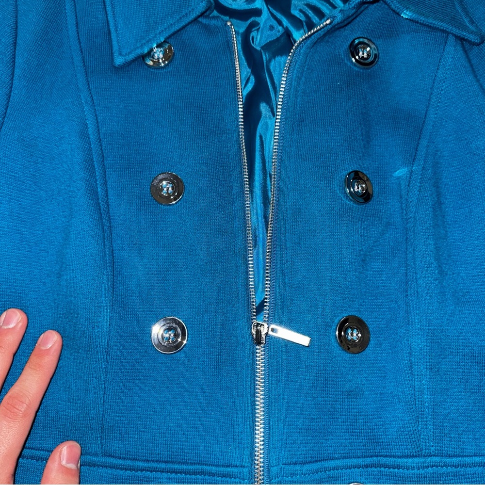 INC International Concepts Women's Blue Double-Breasted Coat - Picture 6 of 8